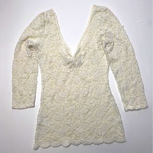 Sheer V Neck Lace Top